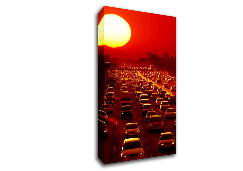 Los Angeles Highway Sun Blaze Canvas Wall Art
