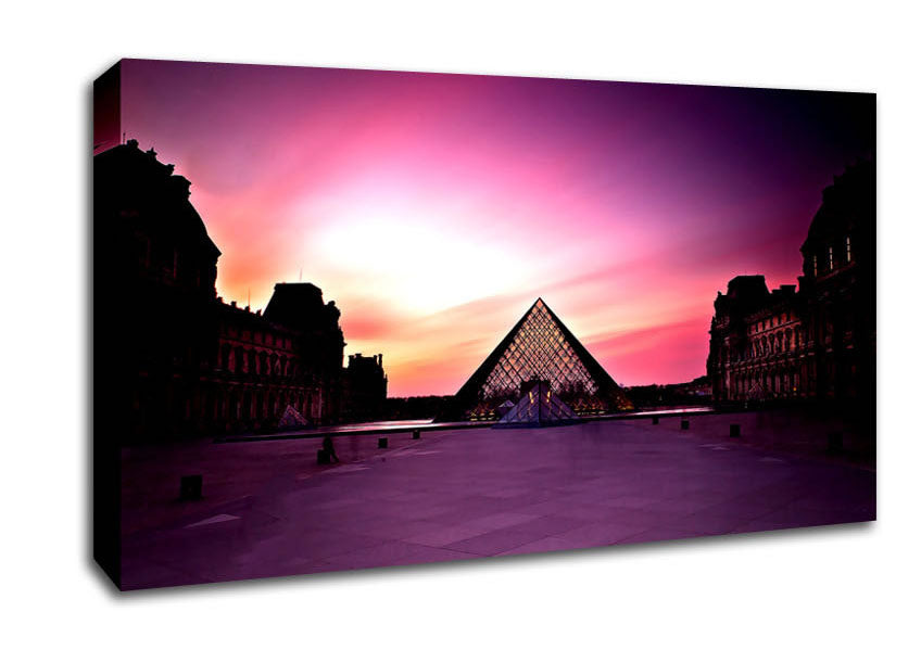Louvre Museum At Sunset Canvas Wall Art