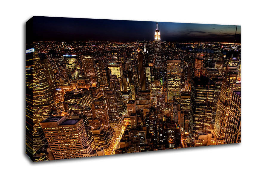 Manhattan Night Life Glow Canvas Wall Art