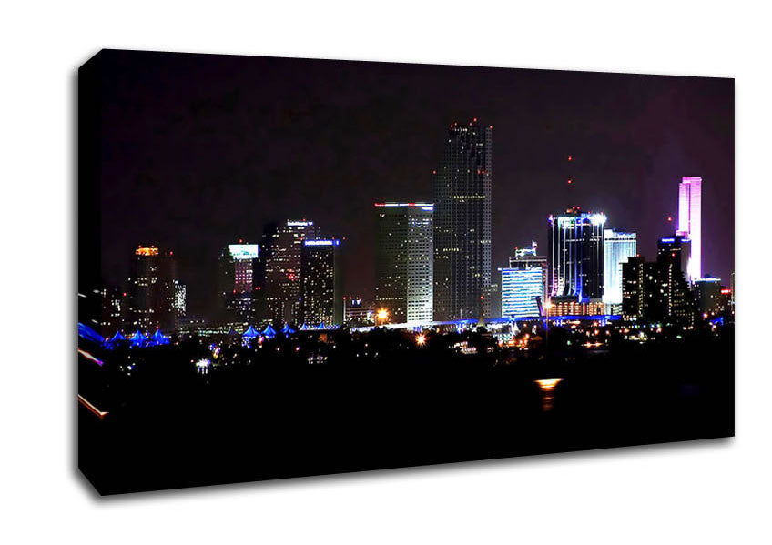 Miami City Lights Canvas Wall Art