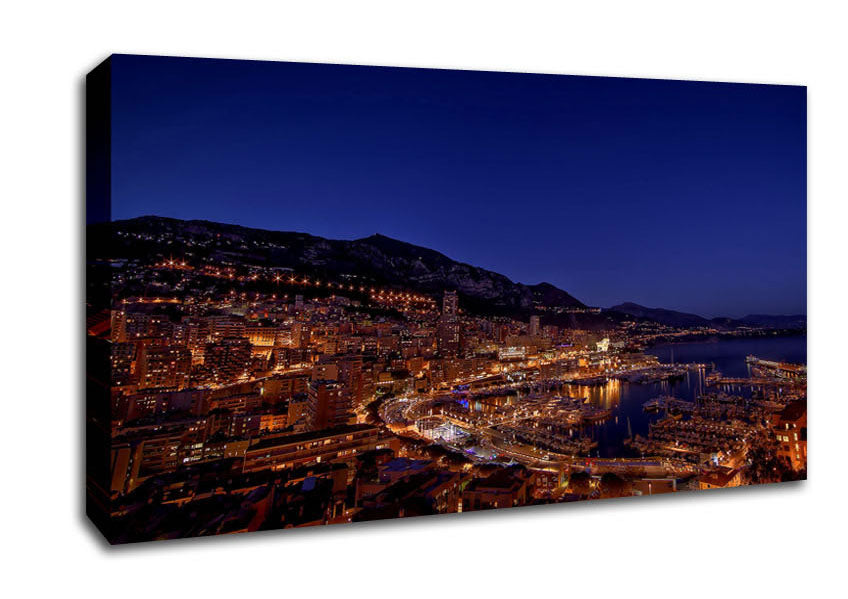 Monte Carlo Night Lights Canvas Wall Art