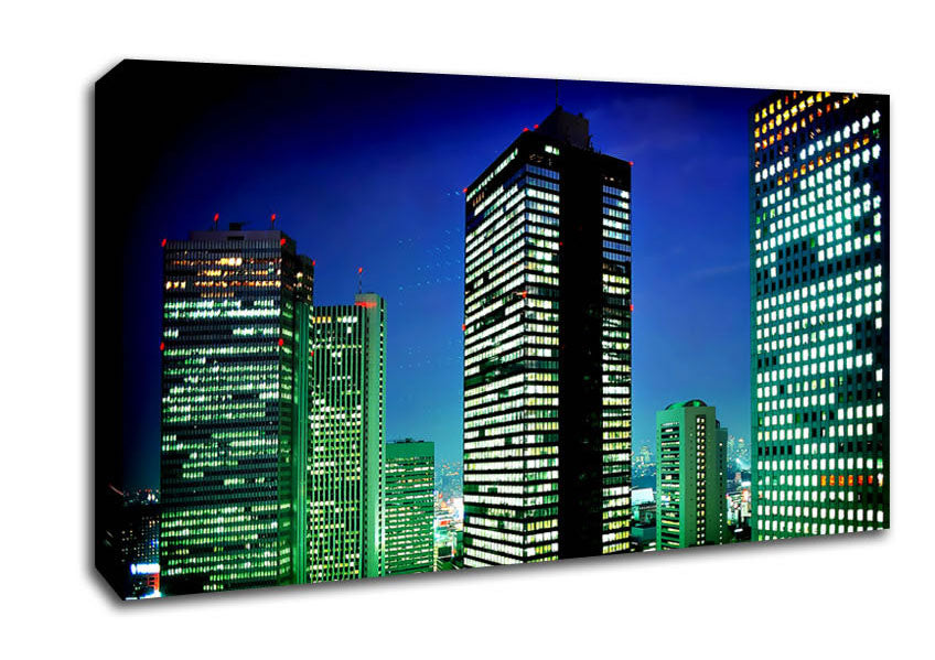 Neon City Canvas Wall Art