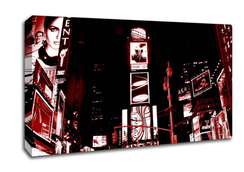 New York 5Th Avenue Red Canvas Wall Art