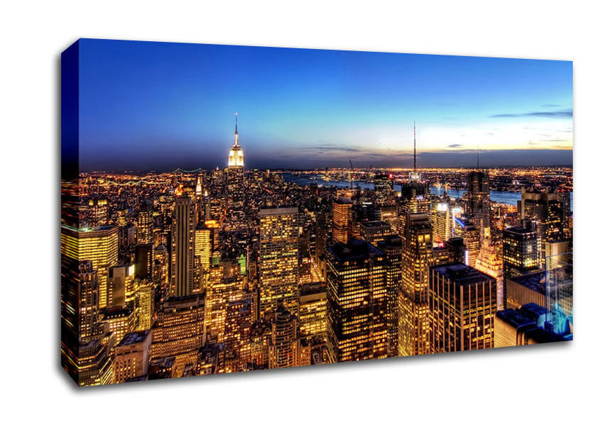New York At Dusk Canvas Wall Art