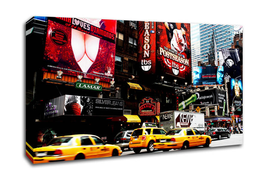 New York Yellow Cabs On Broadway By Day Canvas Wall Art