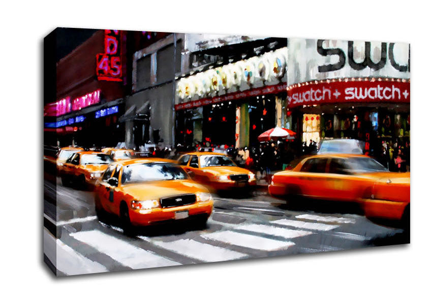 New York City 5Th Avenue Yellow Cabs Canvas Wall Art