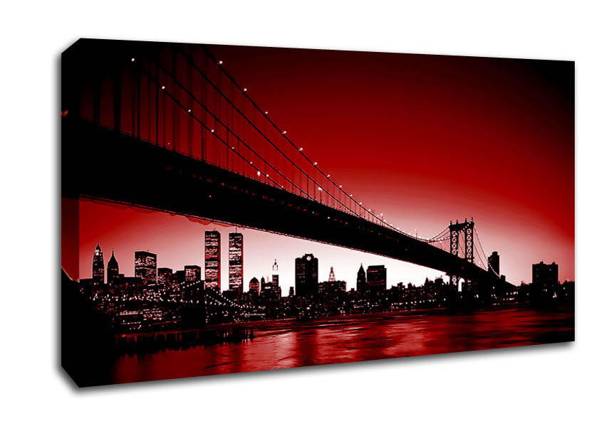 New York City Afar Red Canvas Wall Art