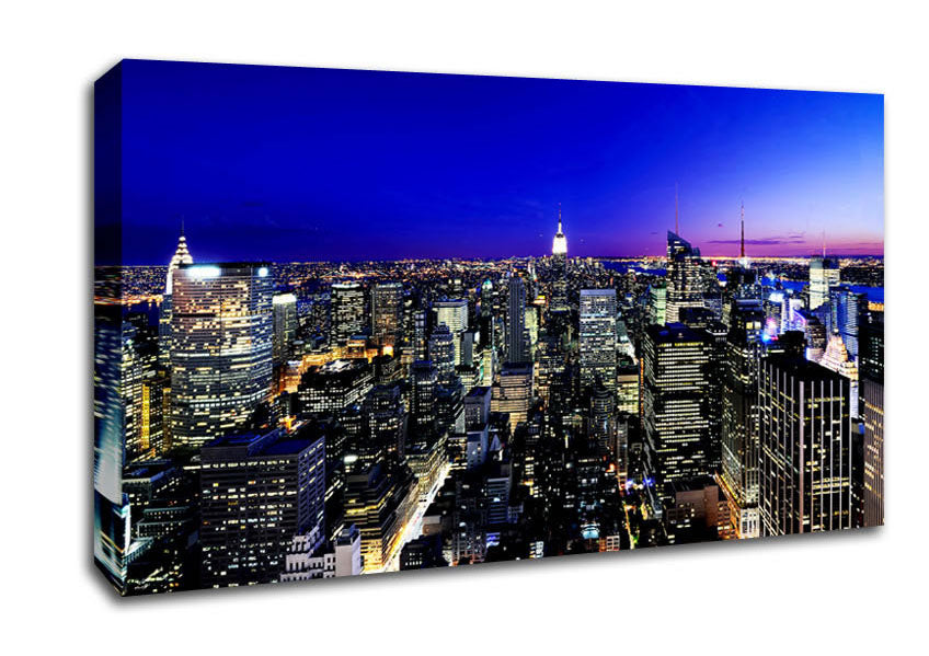 New York City Blue Ariel View Canvas Wall Art