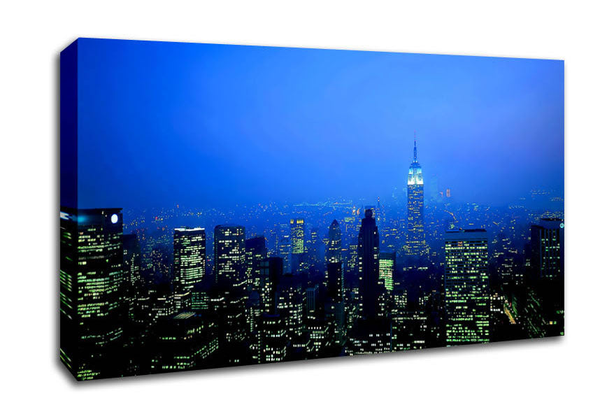 New York City Blue Mist At Night Canvas Wall Art