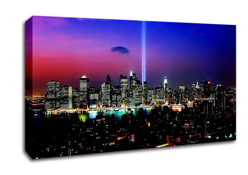 New York City Night Beam Canvas Wall Art