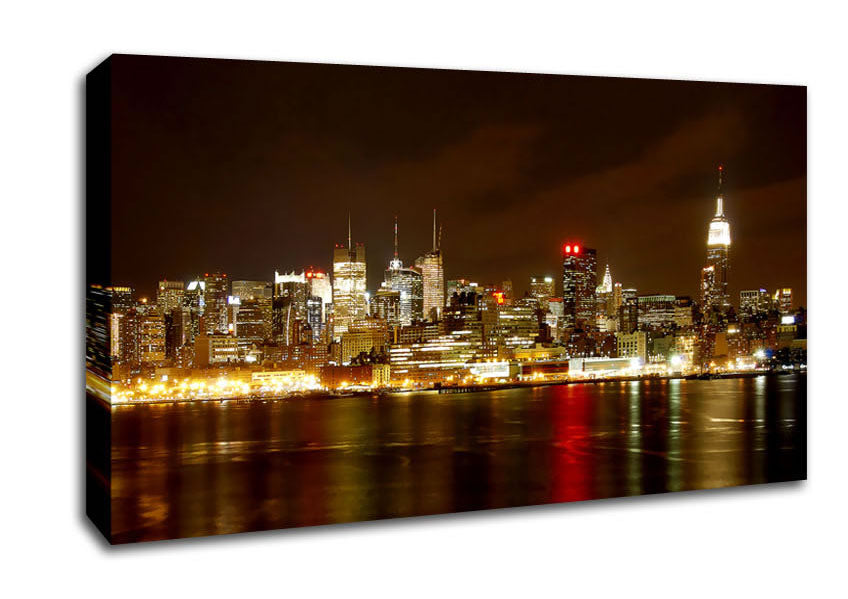 New York City Night Reflections Canvas Wall Art