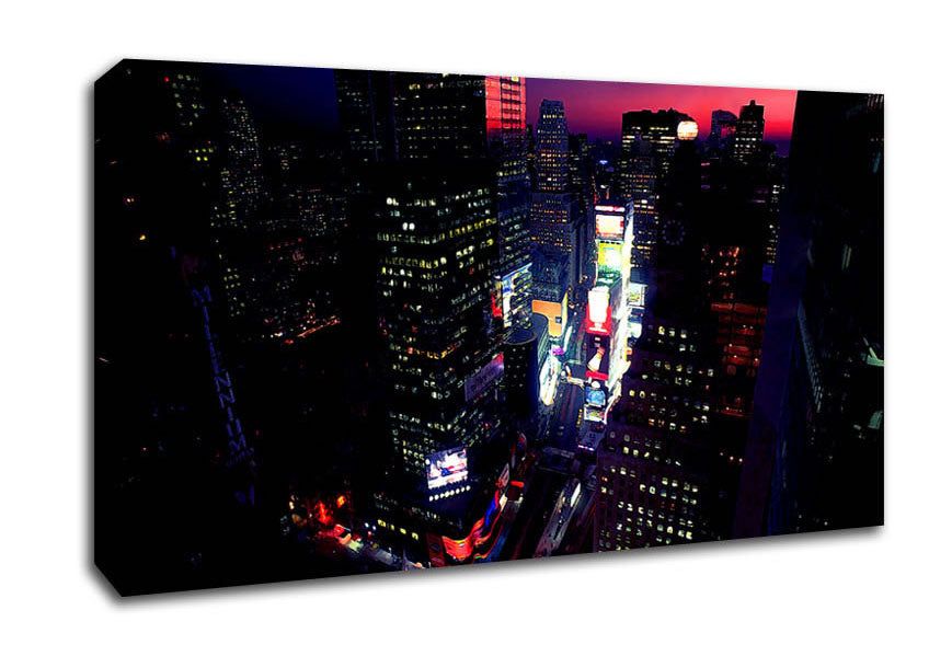 New York City Pink Skies From Above Canvas Wall Art