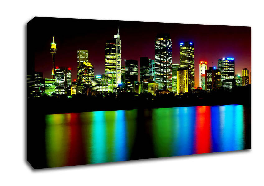 New York City Reflections At Night Canvas Wall Art