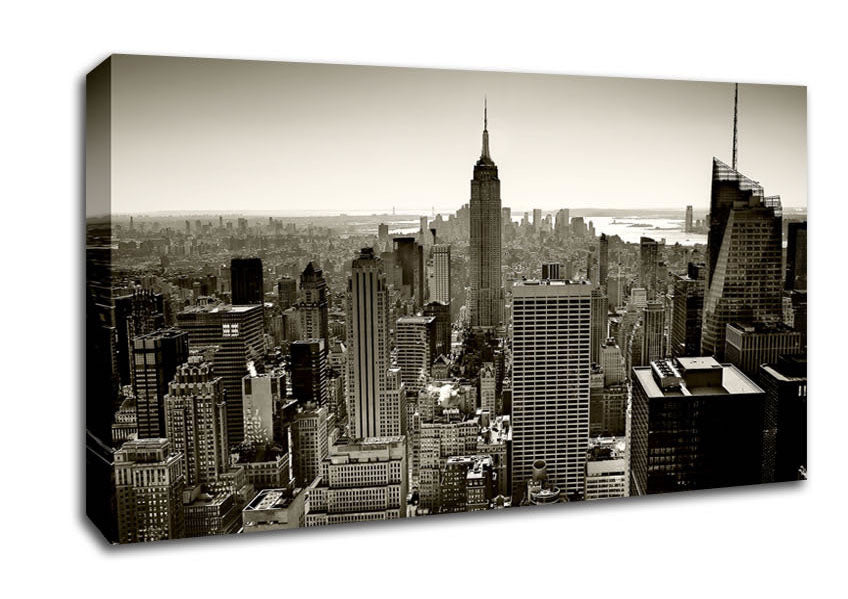 New York City Roof Tops Sepia Canvas Wall Art