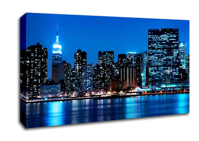 New York Empire State Blue Nights Canvas Wall Art