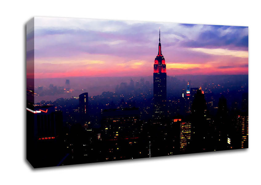 New York Empire State Pink Glow Canvas Wall Art
