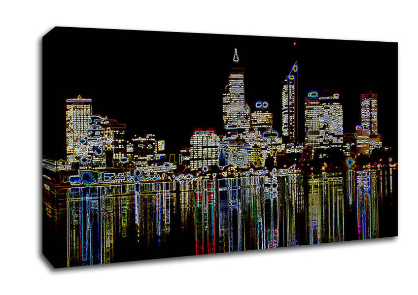 New York Harbour Reflections Black Canvas Wall Art
