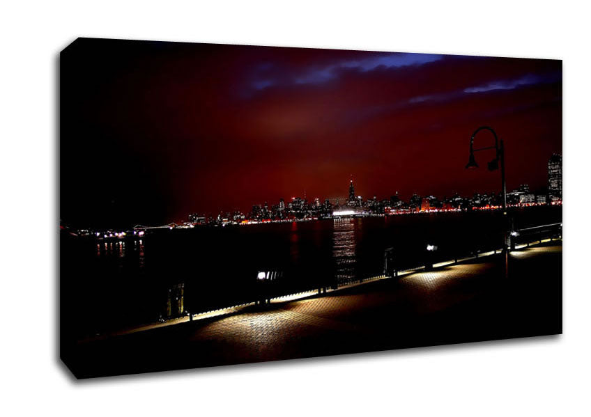 New York Skyline At Night Canvas Wall Art