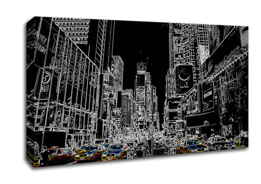 New York Street Taxi Psychedelic Canvas Wall Art