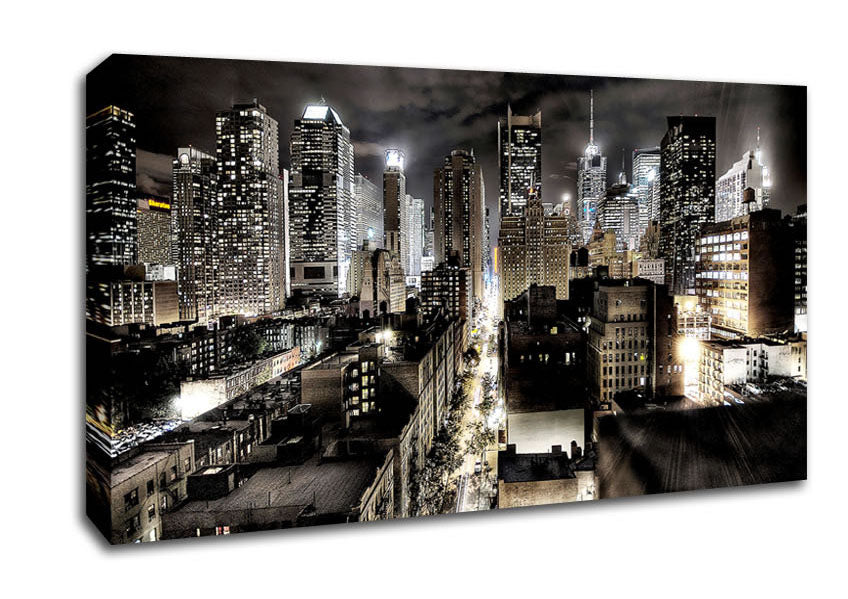 New York Streets At Night Canvas Wall Art