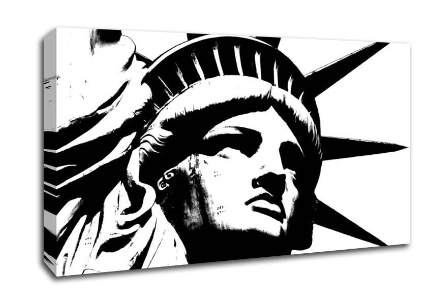 New York The Statue Of Liberty B n W Canvas Wall Art