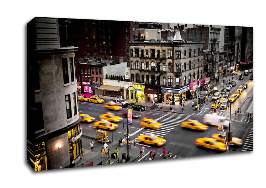 New York Yellow Cab Mayhem Canvas Wall Art