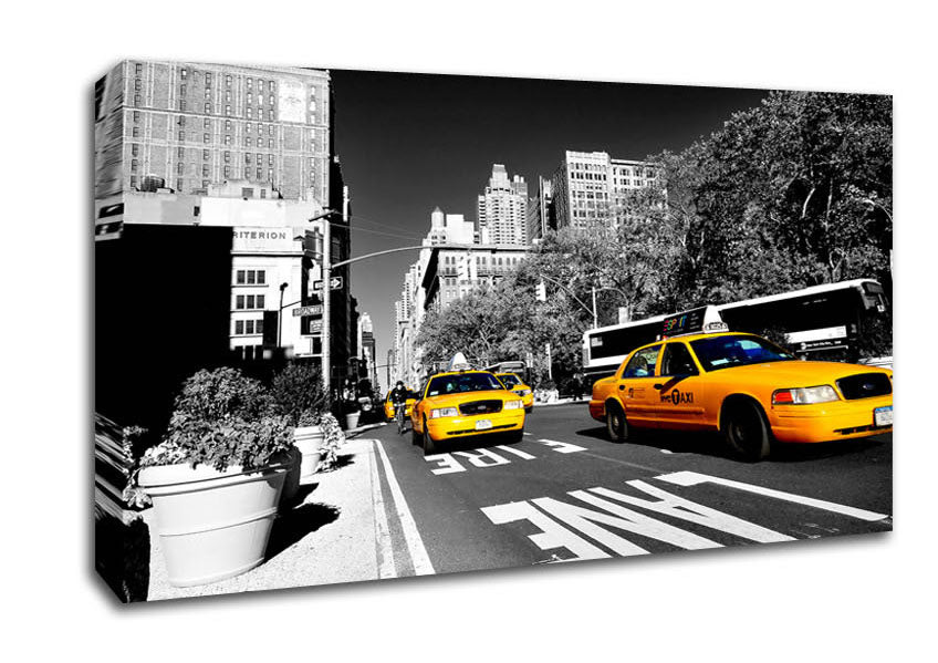New York Yellow Taxi Drive Canvas Wall Art