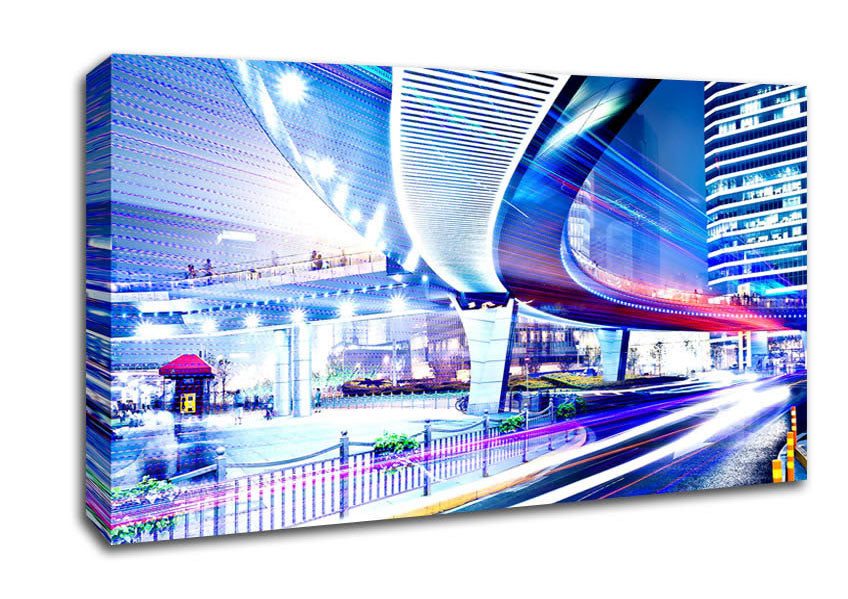Night Urban Traffic Canvas Wall Art