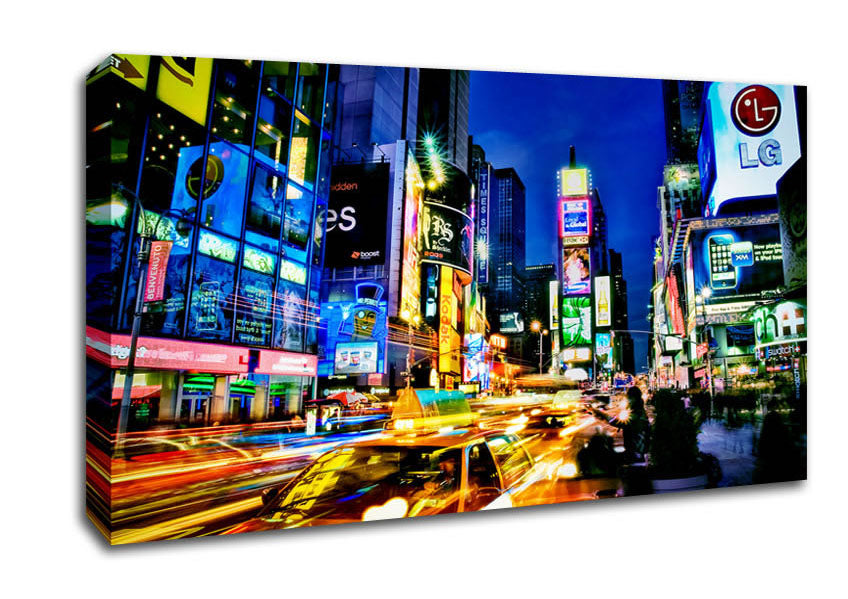 Nyc 5Th Avenue Taxi Blur Canvas Wall Art