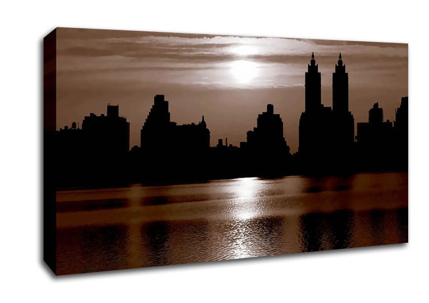 Nyc Brown Skyline Canvas Wall Art
