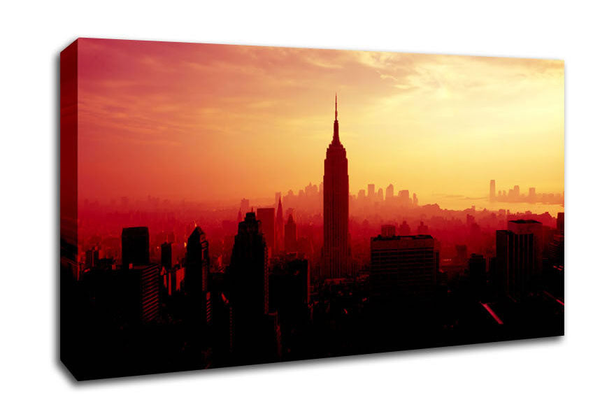 Nyc Empire State Building At Sunset Canvas Wall Art