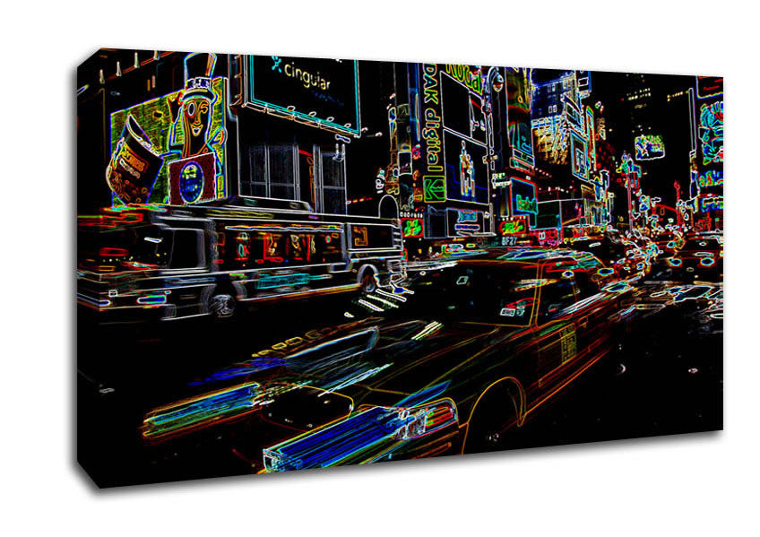 NYC Taxi Psychedelic Canvas Wall Art