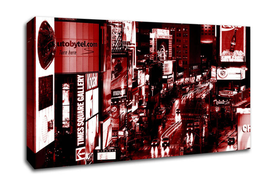 Nyc Times Square Red Glow Canvas Wall Art
