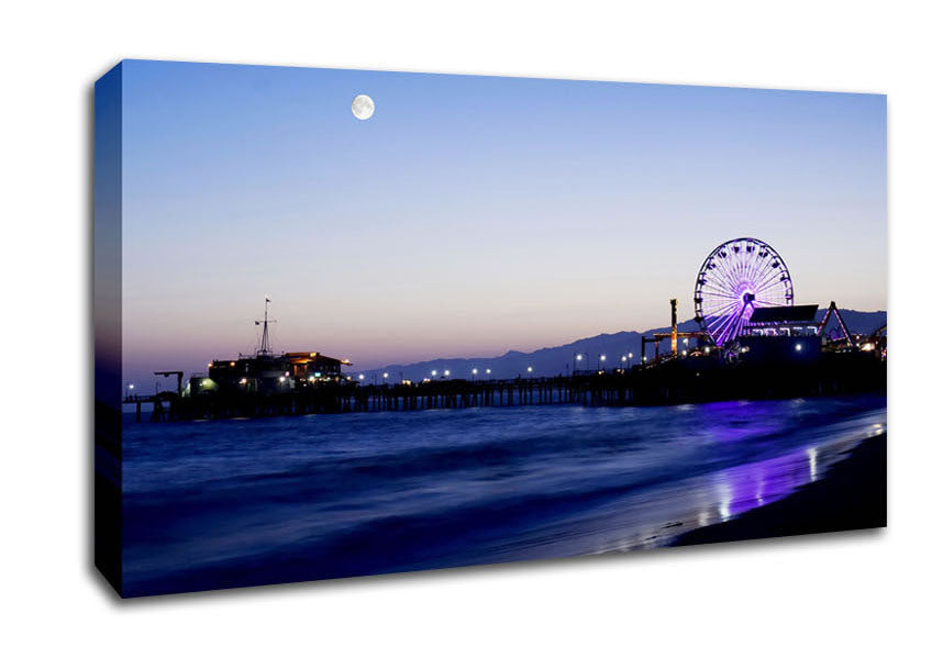Ocean Pier Moonlight Canvas Wall Art