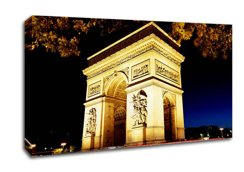 Paris Arc De Triomphe Night Glow Canvas Wall Art