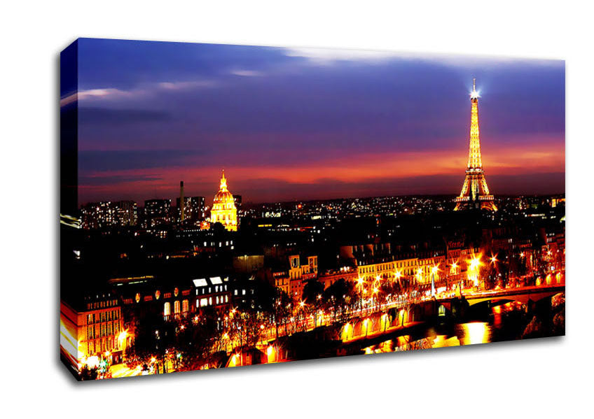 Paris City At Night Canvas Wall Art