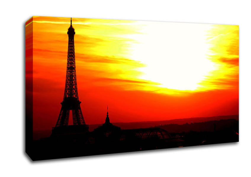 Paris Eiffel Tower Sun Blaze Canvas Wall Art