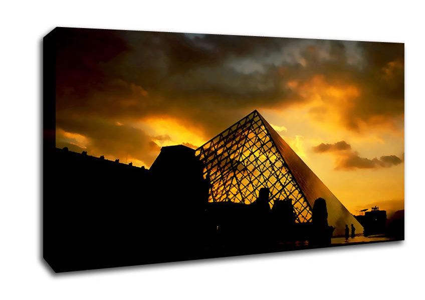 Paris Louvre Pyramid At First Light Canvas Wall Art