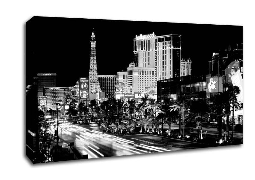 Paris Roads Night Lights B n W Canvas Wall Art