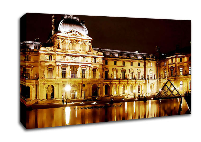 Paris The Louvre Lights At Night Canvas Wall Art