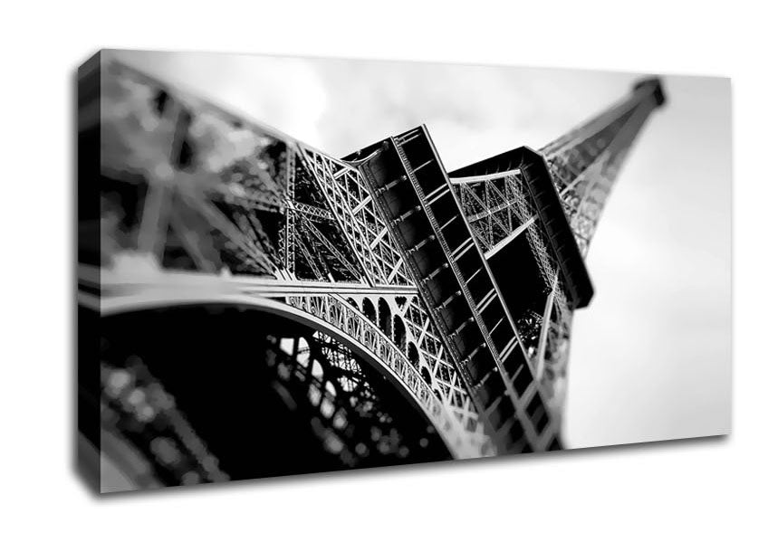 Paris Under The Eiffel Tower B n W Canvas Wall Art