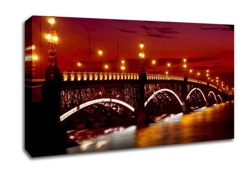 Prague Bridge Glow Canvas Wall Art
