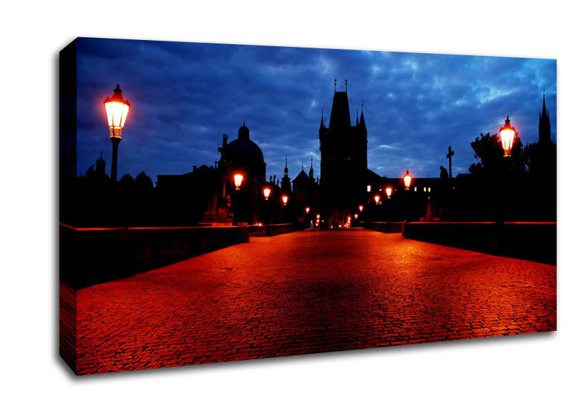 Prague Night Lights Canvas Wall Art