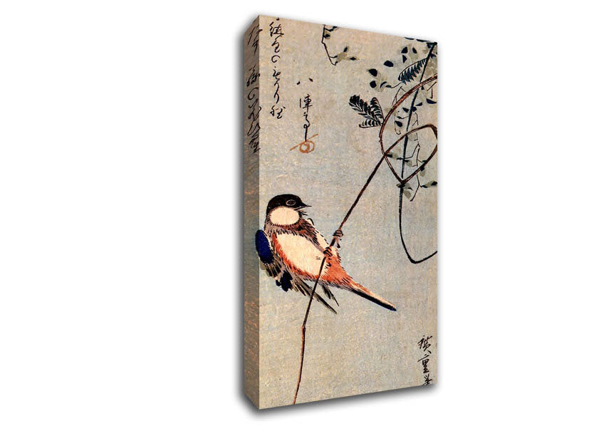 Hiroshige A Bird On A Wisteria Canvas Wall Art