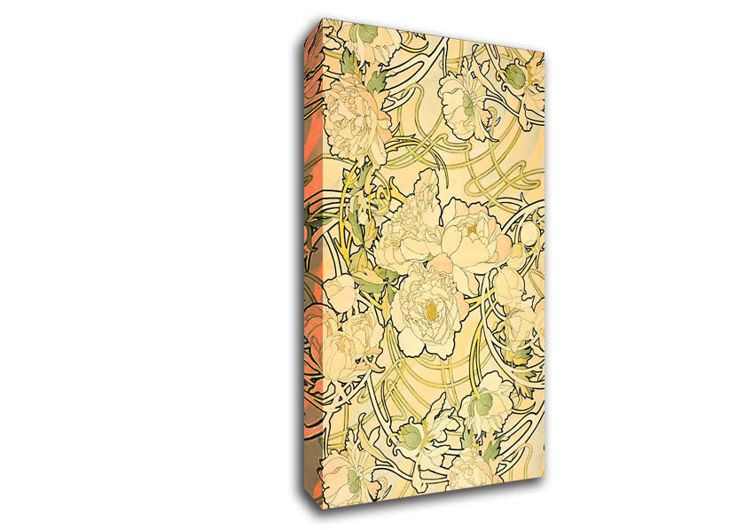 Alphonse Mucha Peonies Canvas Wall Art