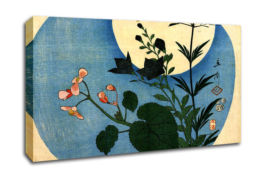 Hiroshige Autumn Flowers With Full Moon Canvas Wall Art