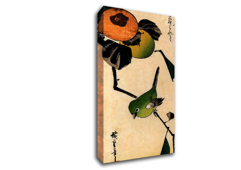 Hiroshige Bird On A Persimmon Tree Canvas Wall Art