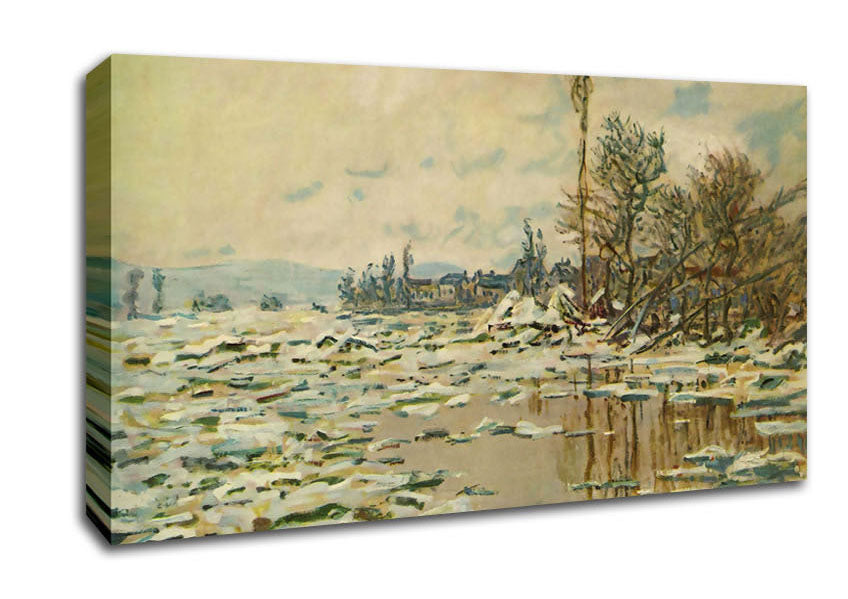 Monet Break Up Of Ice Canvas Wall Art
