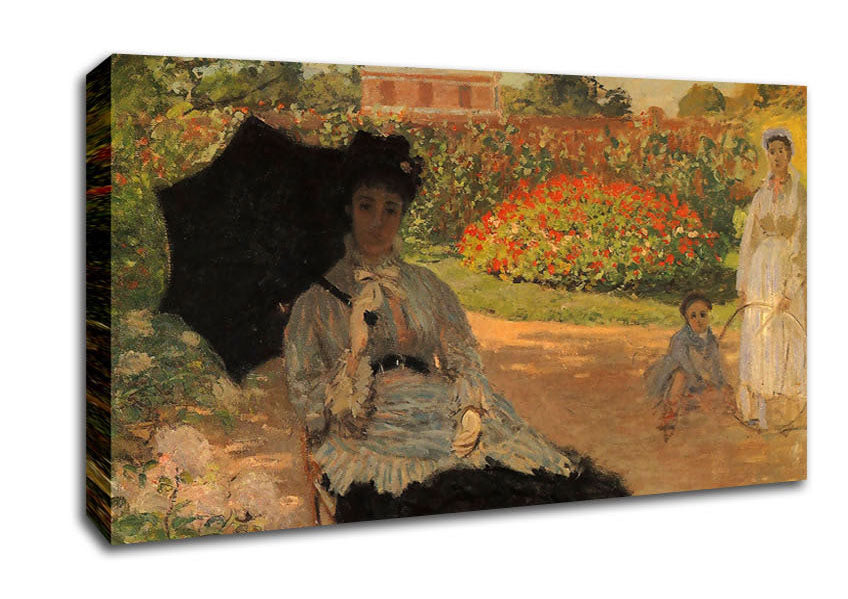 Monet Camille In The Garden With Jean And His Nanny Canvas Wall Art