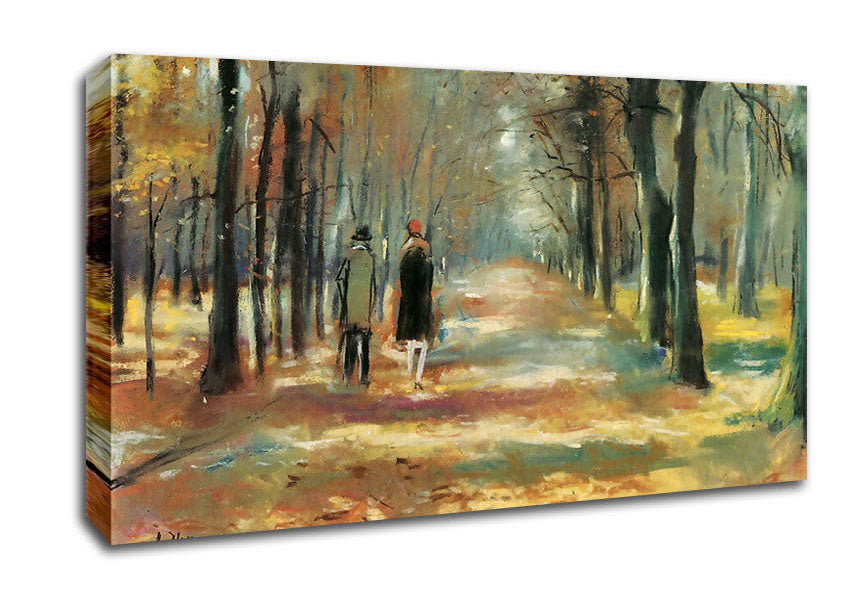 Lesser Ury Couple Walking In The Woods Canvas Wall Art